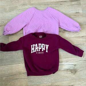 jumping beans Burgundy "Happy Vibes" Sweatshirt with Lilac Quilted Top